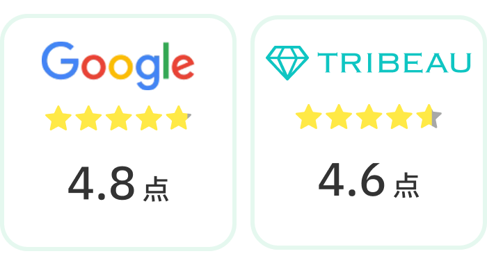 Google4.8点、TRIBEAU4.6点